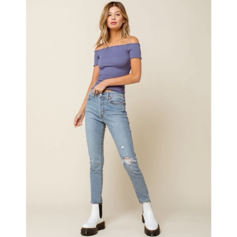 NWT free people scrunch off the shoulder crop top